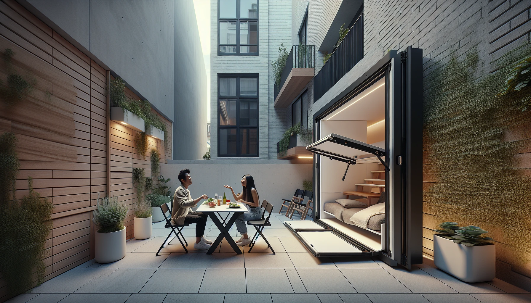 Small Space Big Impact Backyard Patio Ideas-Fold-Down Dining Table Design