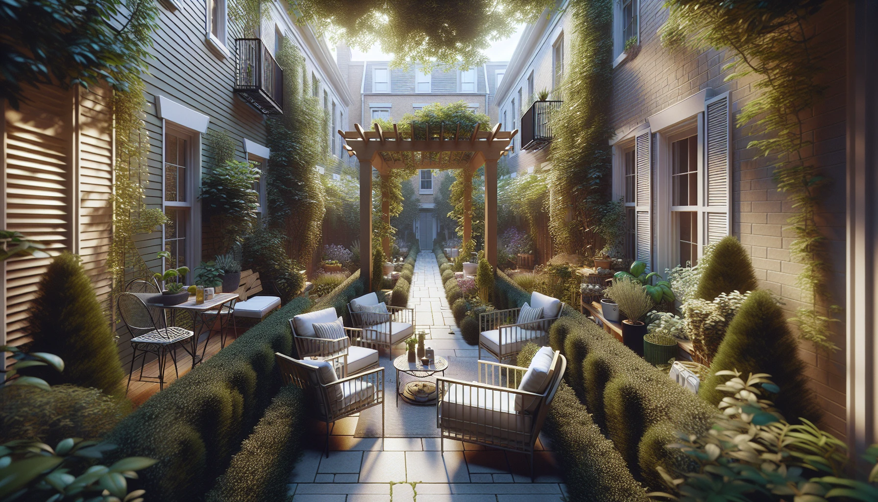 Narrow Backyards landscaping ideas-Segmented Space Rhythm