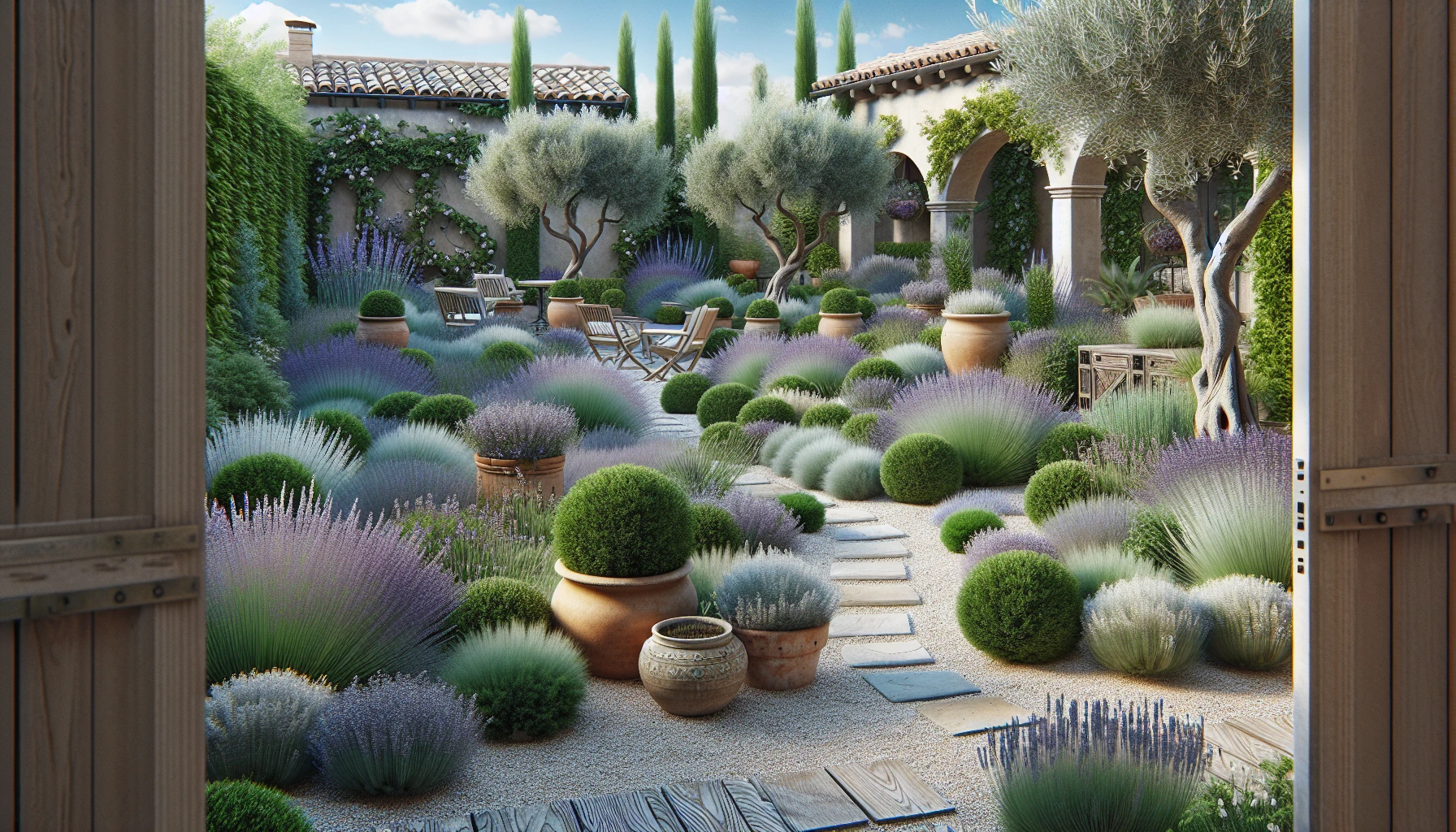 Plant Combinations and Garden Backyard landscaping-Mediterranean Style Landscaping