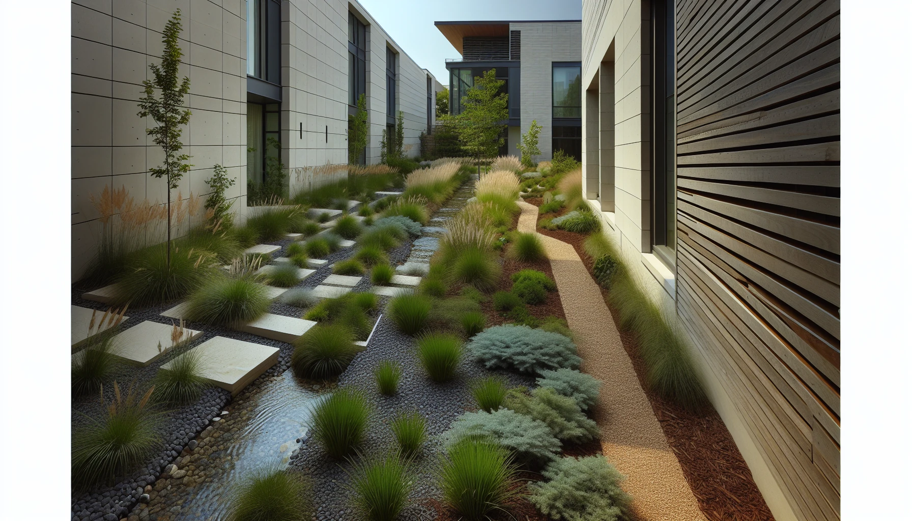 Plant-Focused Side Yard Landscaping Ideas-Side Yard Rain Garden