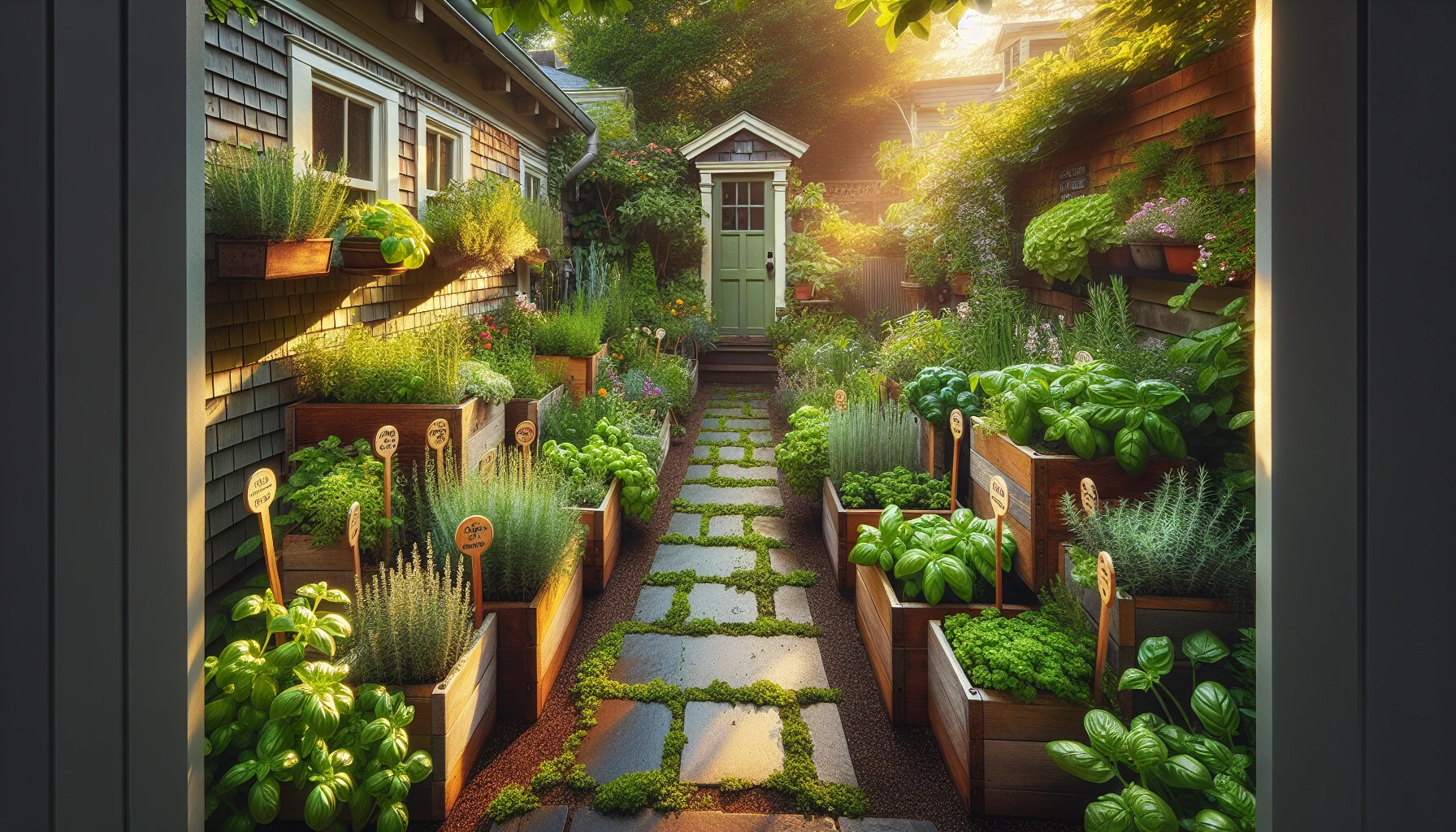 Plant-Focused Side Yard Landscaping Ideas-Side Yard Herb Garden Pathway