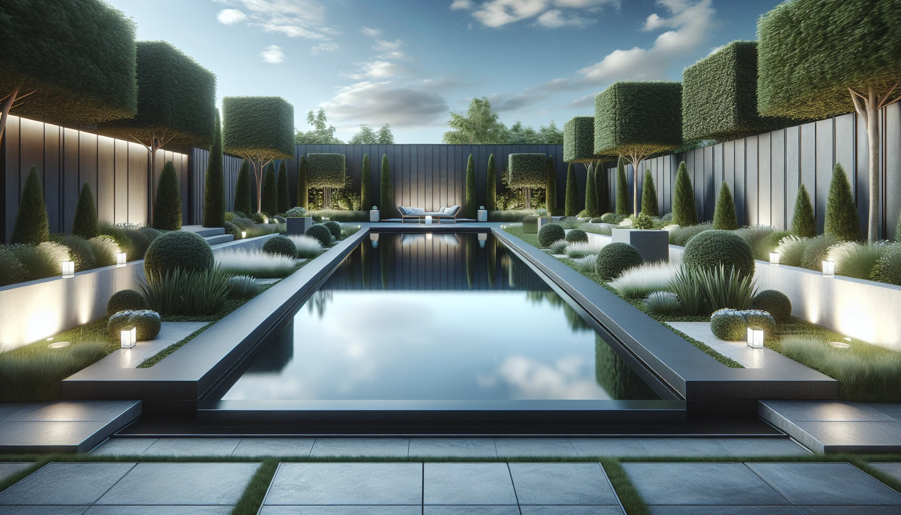 Water Features and Lighting Backyard Landscaping-Reflecting Pool Design