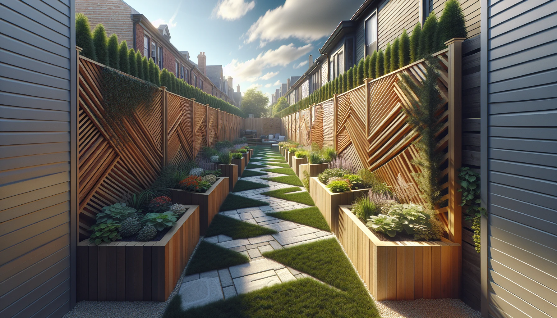 Narrow Backyards landscaping ideas-Diagonal Space Expansion