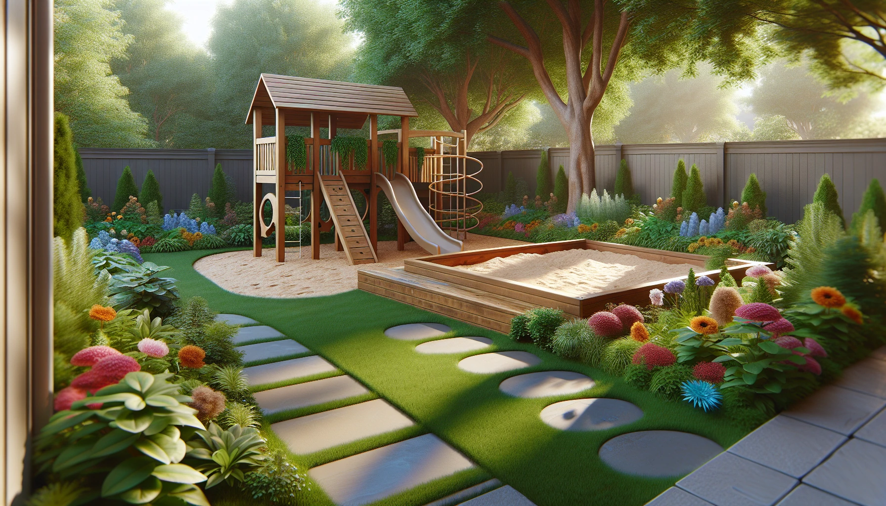 Entertainment and Functional Areas backyard landscaping-Children's Play Integration