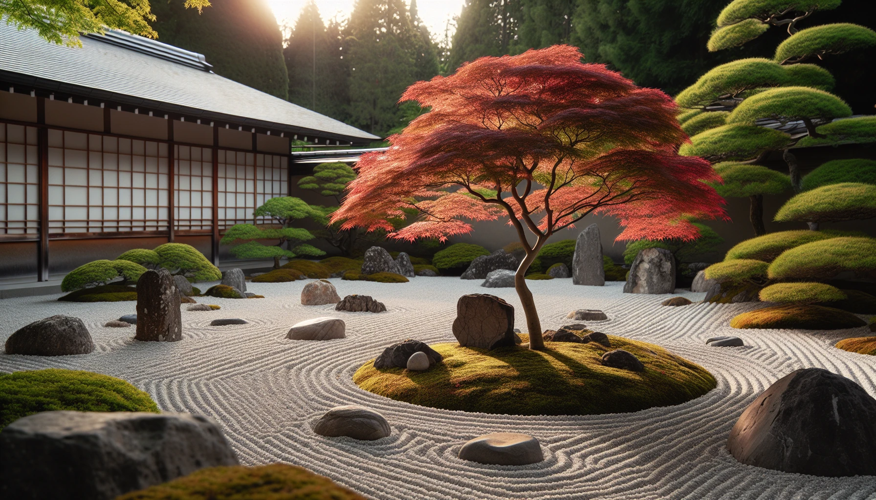 Modern Front Yard-Zen Gravel Garden with Specimen Trees