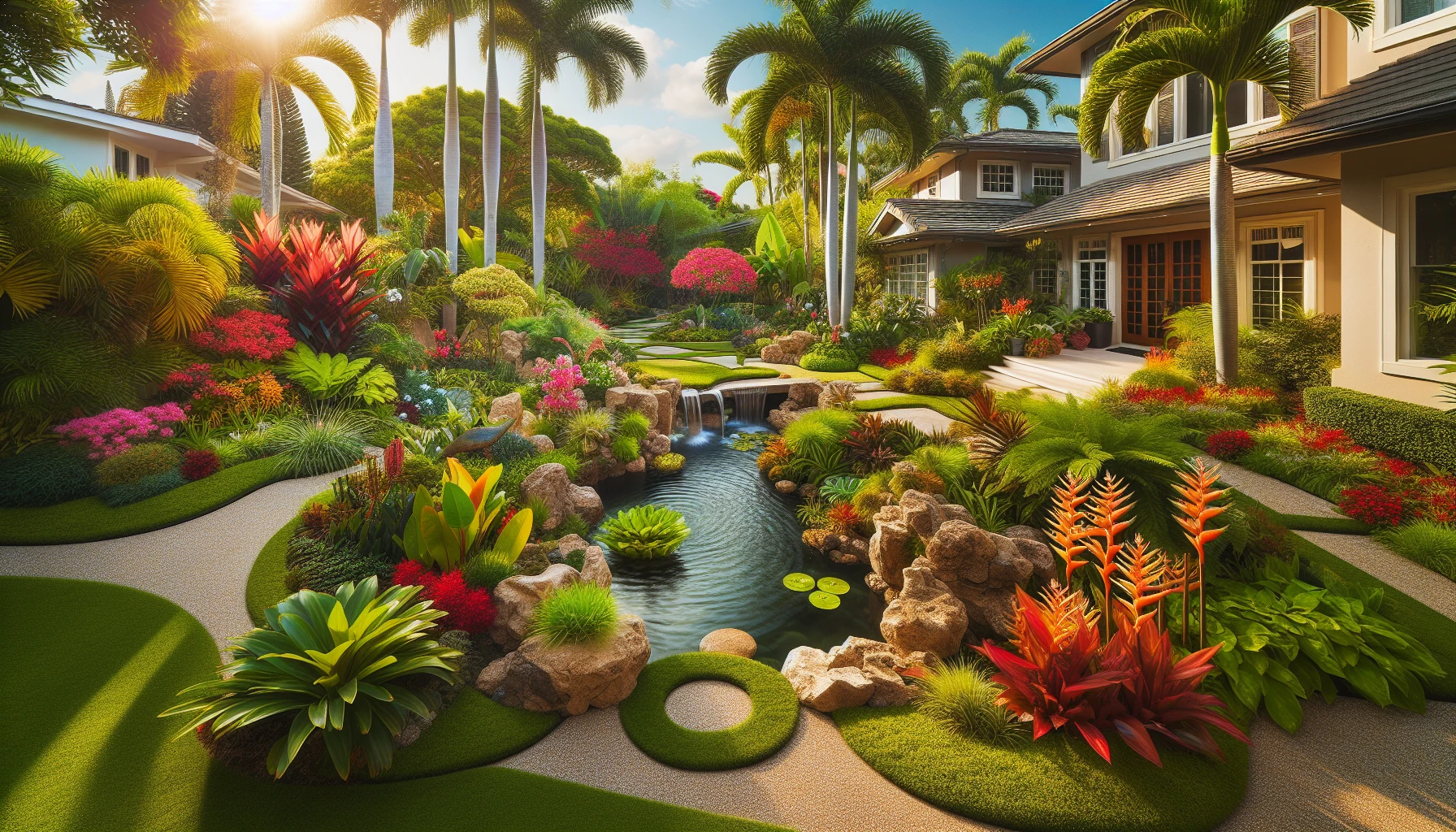 Tropical Front Yard Landscaping Ideas-Tropical Water Garden