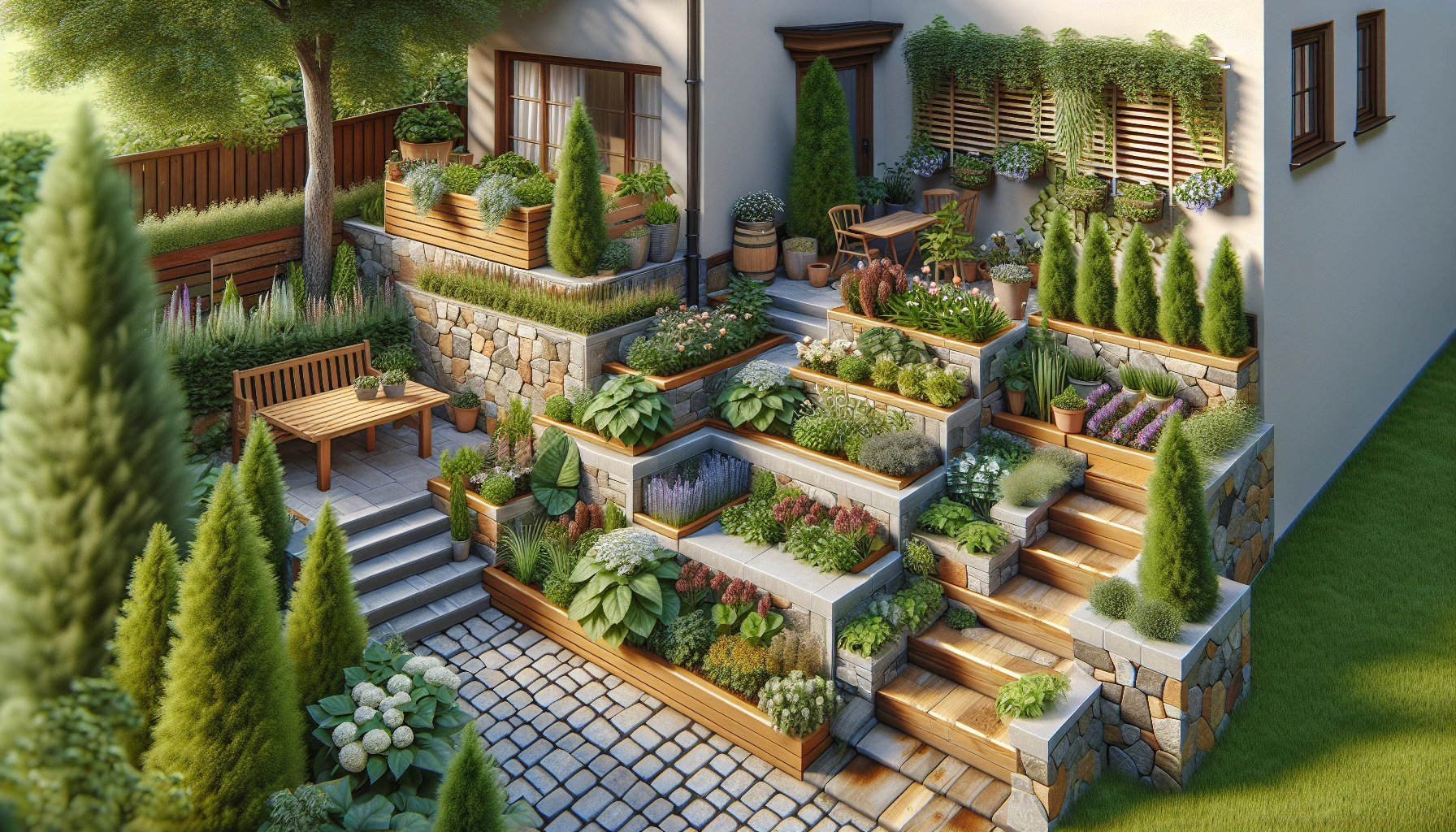 Small Front Yard Landscaping Ideas-Multi-Level Planting Beds