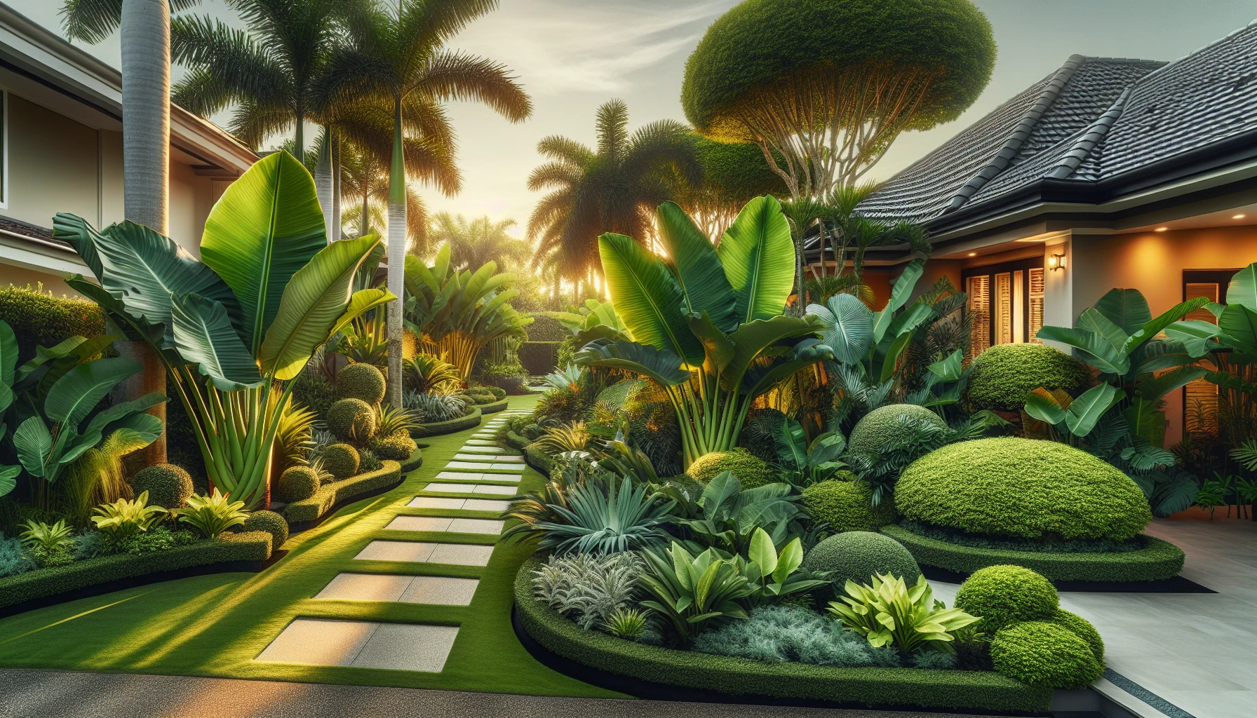 Tropical Front Yard Landscaping Ideas-Giant Leaf Plant Display