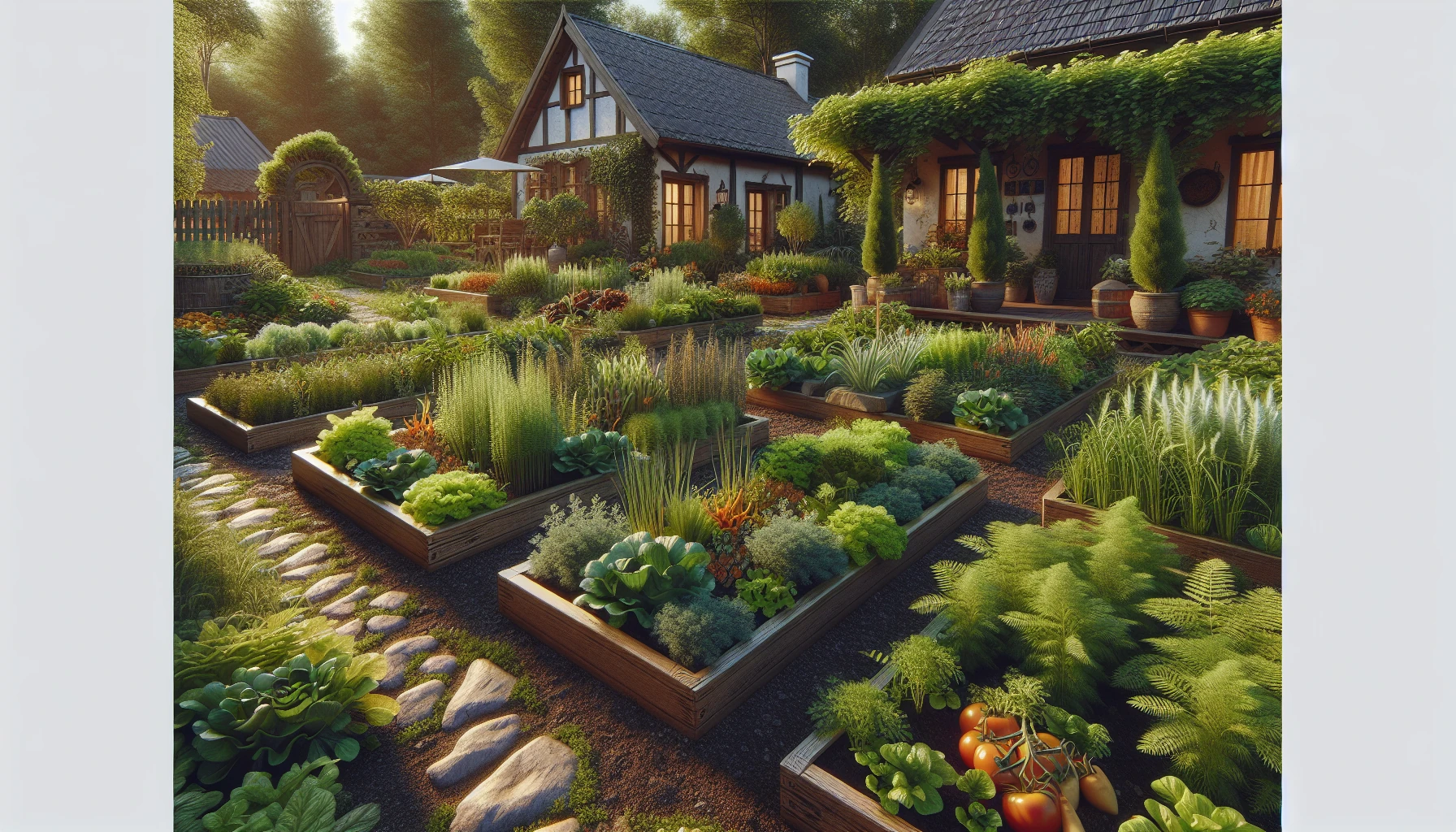 Country & Cottage Front Yard Landscaping Ideas-Herb and Vegetable Front Garden