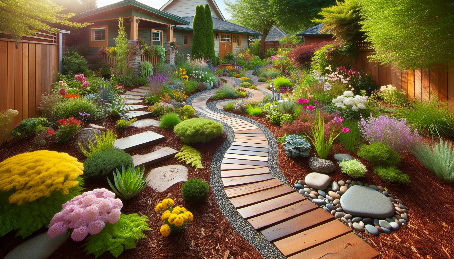 Budget-Friendly Front Yard Landscaping Ideas-DIY Mulch Pathways