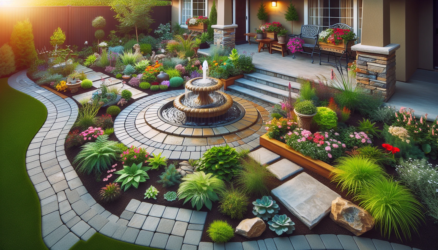 Small Front Yard Landscaping Ideas-Compact Water Feature