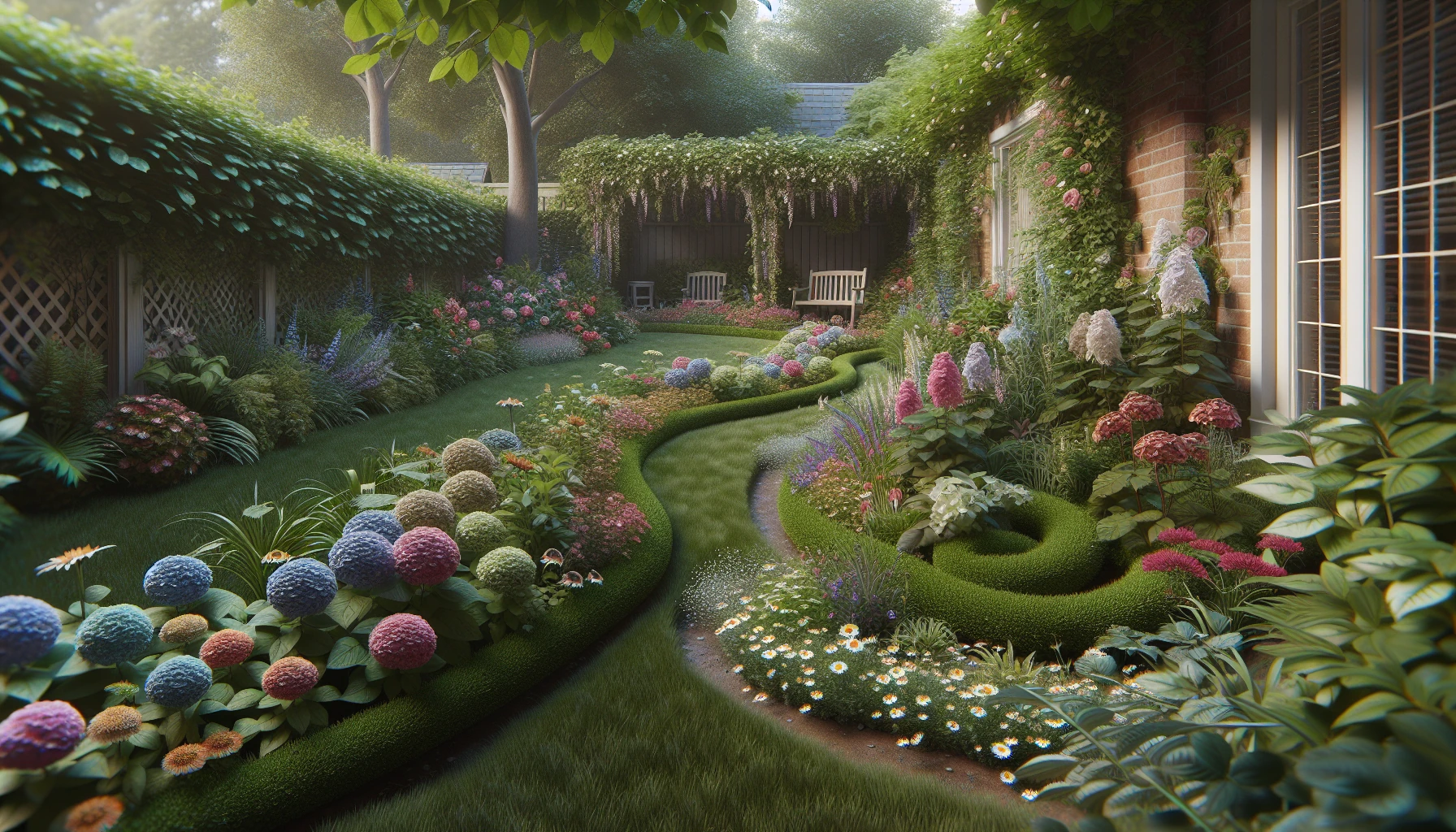 Narrow Backyards landscaping ideas-Boundary Blurring Treatment