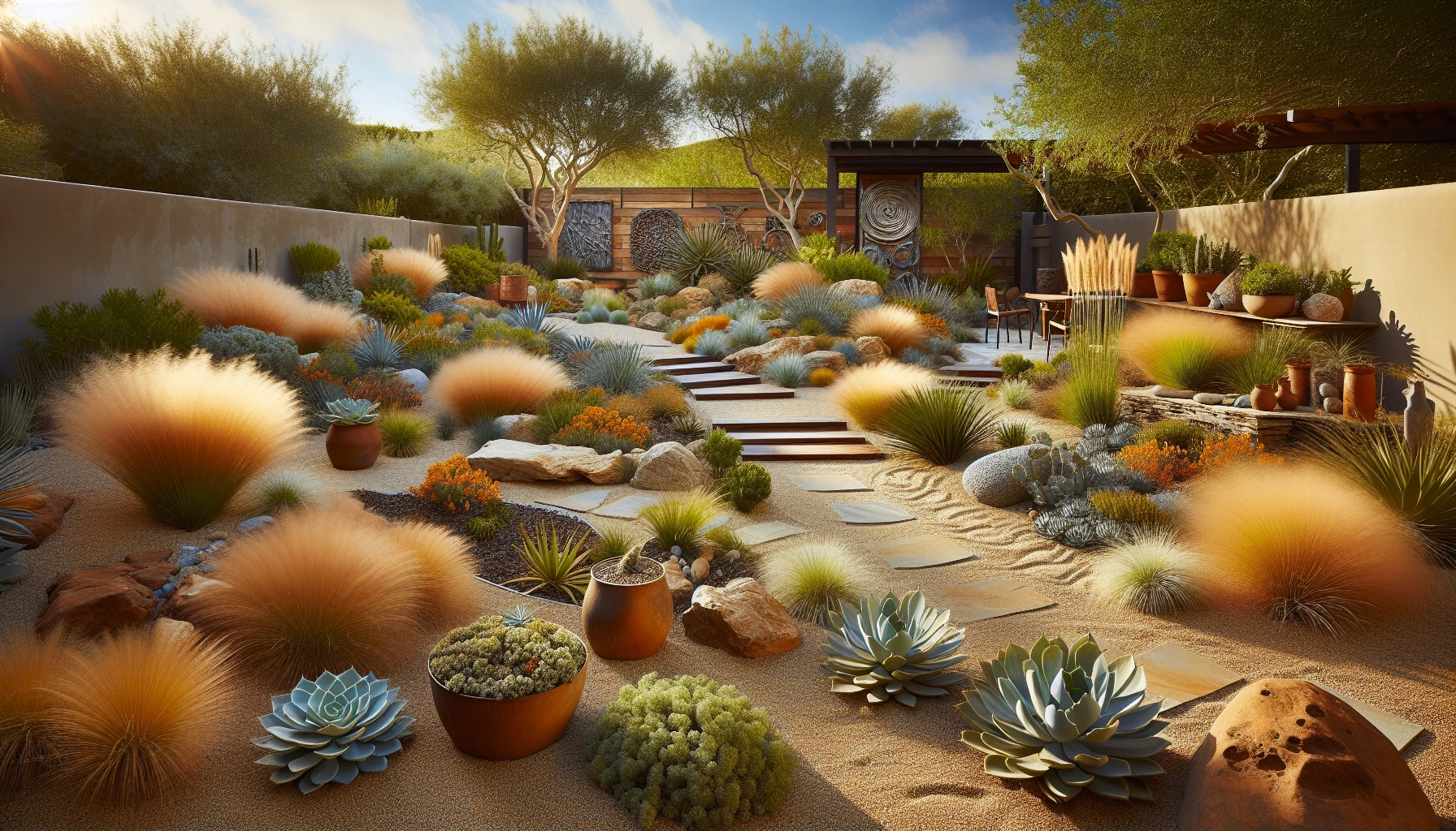 Plant Combinations and Garden Backyard landscaping-Drought-Resistant Landscapes