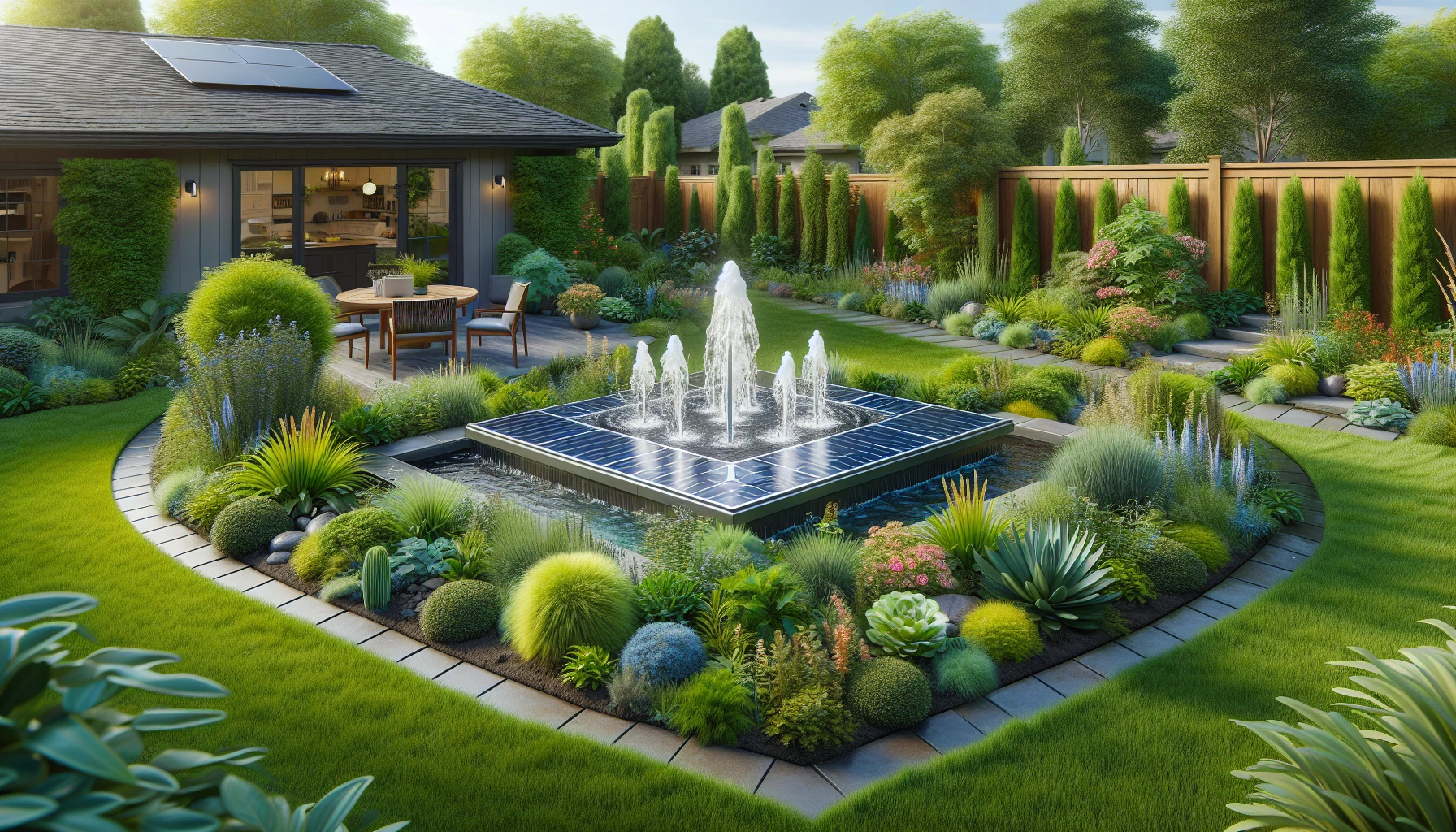 Water Features and Lighting Backyard Landscaping-Solar Water Features
