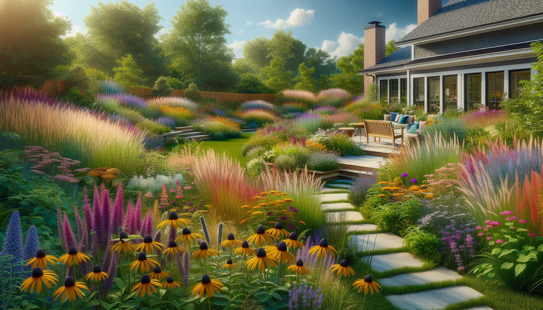 Plant Combinations and Garden Backyard landscaping-Wildflower Meadow Areas