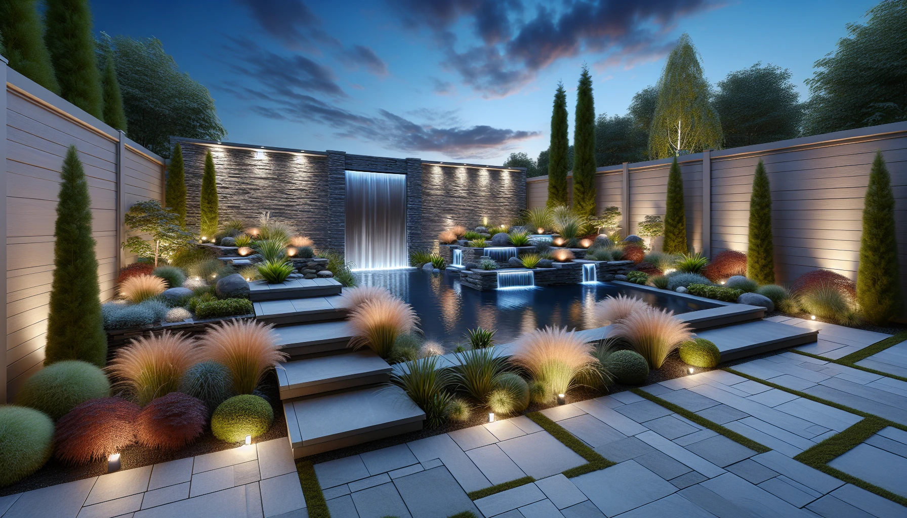 Water Features and Lighting Backyard Landscaping-Pondless Waterfall Systems