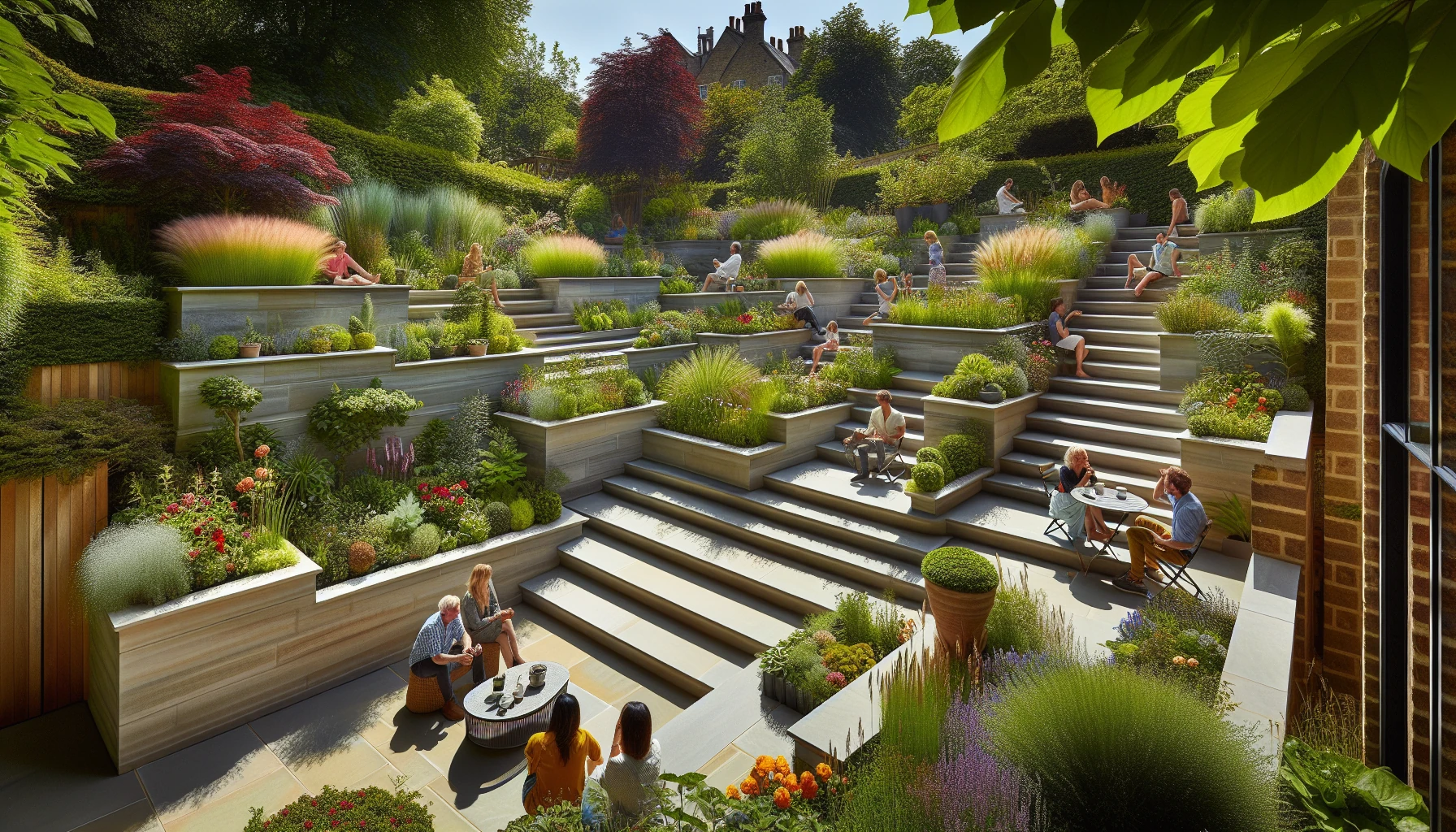 Small Space Big Impact Backyard Patio Ideas-Tiered Planting Steps