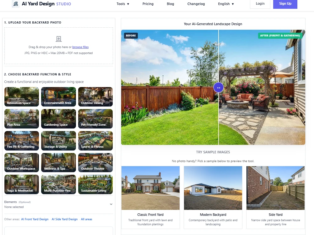 How to Use AI for Landscape Design - backyard function options