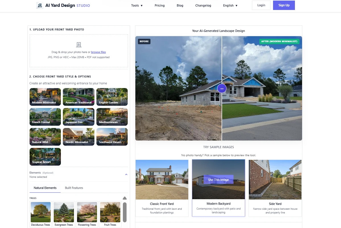 How to Use AI for Landscape Design - front yard style selection